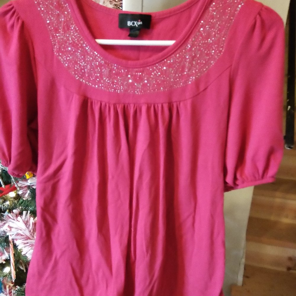BCX GIRL PINK JEWELED TOP